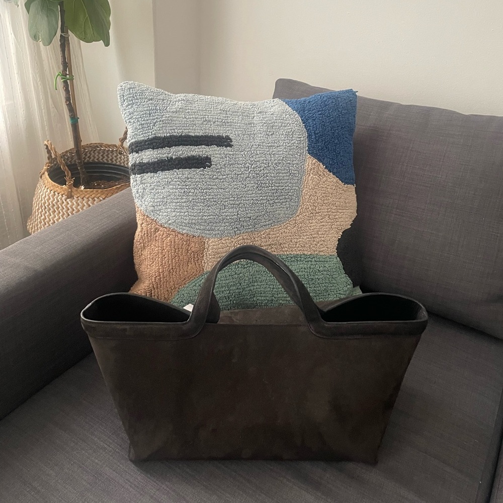 Zara suede elongated shopper tote bag NWT